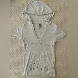 y2k white bejeweled top